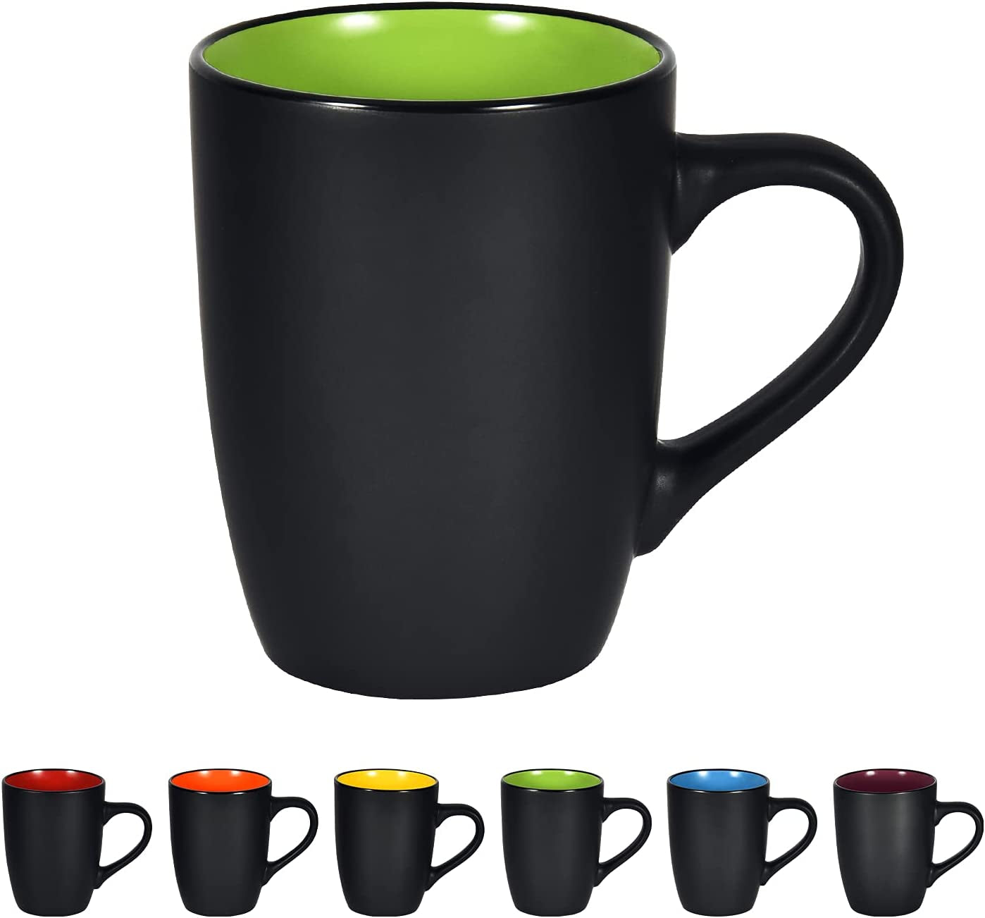 Ceramic Coffee Mug, 1 Pack Large Coffee Mug, 16Oz Restaurant Coffee Mug with Handle, Black Porcelain Mug for Office and Home, Large Ceramic Coffee Cup for Coffee Tea Cocoa Juice, Green