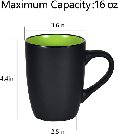 Ceramic Coffee Mug, 1 Pack Large Coffee Mug, 16Oz Restaurant Coffee Mug with Handle, Black Porcelain Mug for Office and Home, Large Ceramic Coffee Cup for Coffee Tea Cocoa Juice, Green