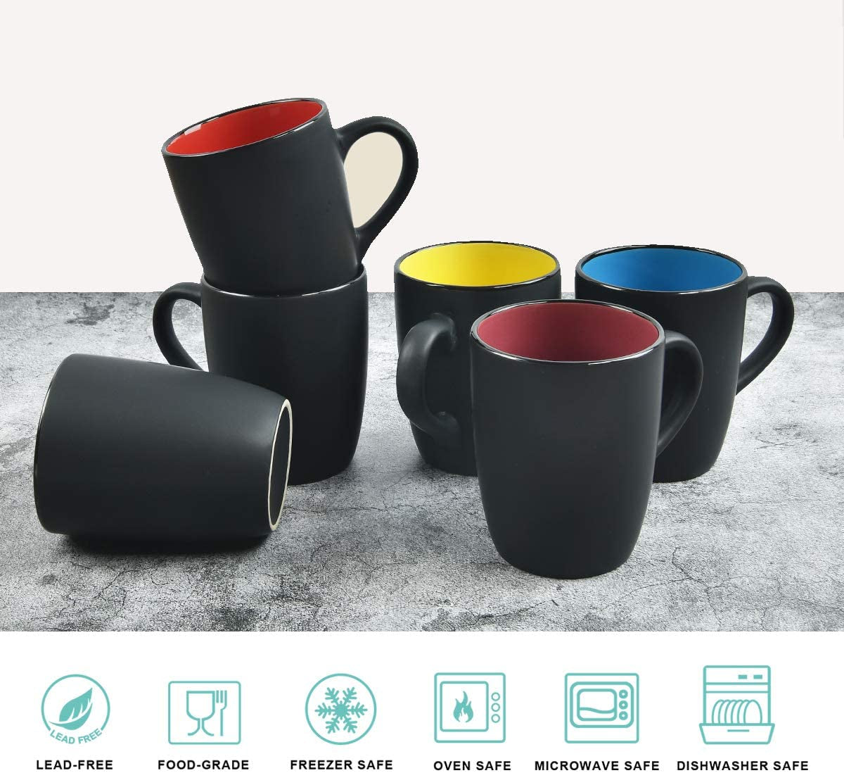 Ceramic Coffee Mug, 1 Pack Large Coffee Mug, 16Oz Restaurant Coffee Mug with Handle, Black Porcelain Mug for Office and Home, Large Ceramic Coffee Cup for Coffee Tea Cocoa Juice, Green